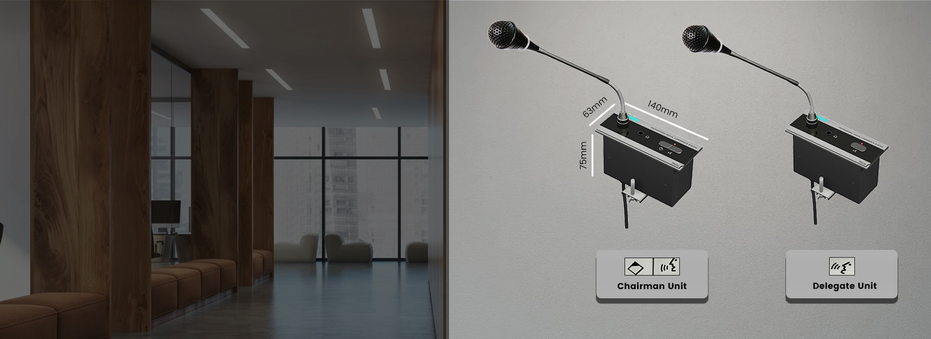 Embedded Microphone Gooseneck Unit, Special For Meeting Room