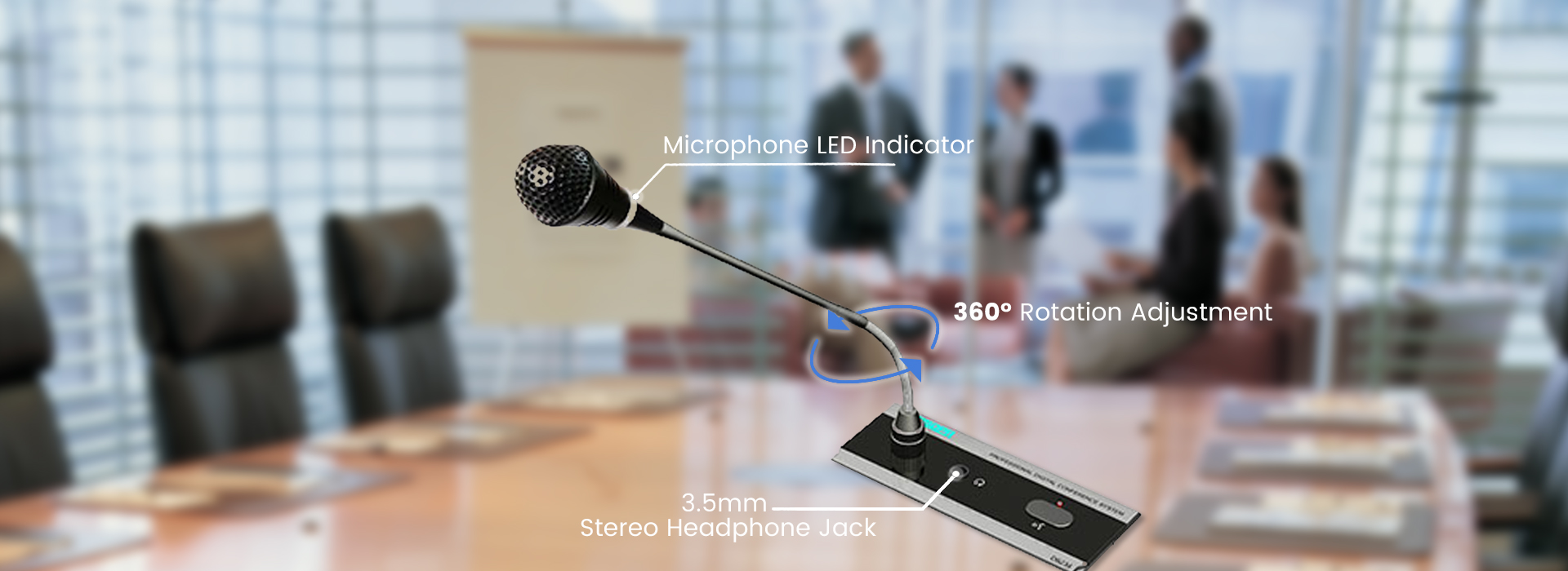 Full Digital Conference Embedded Chairman Unit Microphone Gooseneck