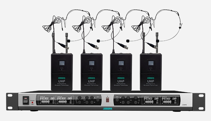 4 channels true diversity microphone receiver 4 headset mic 1