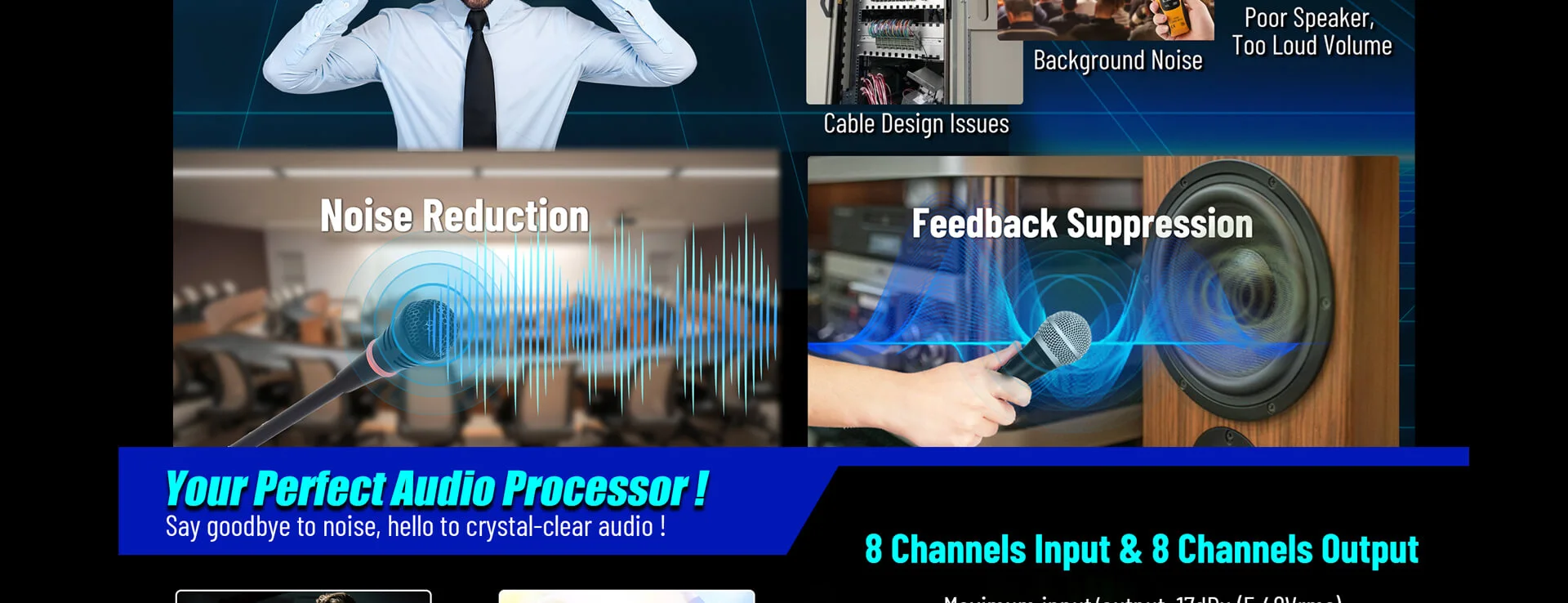 8-in 8-out Professional Al Audio Processor