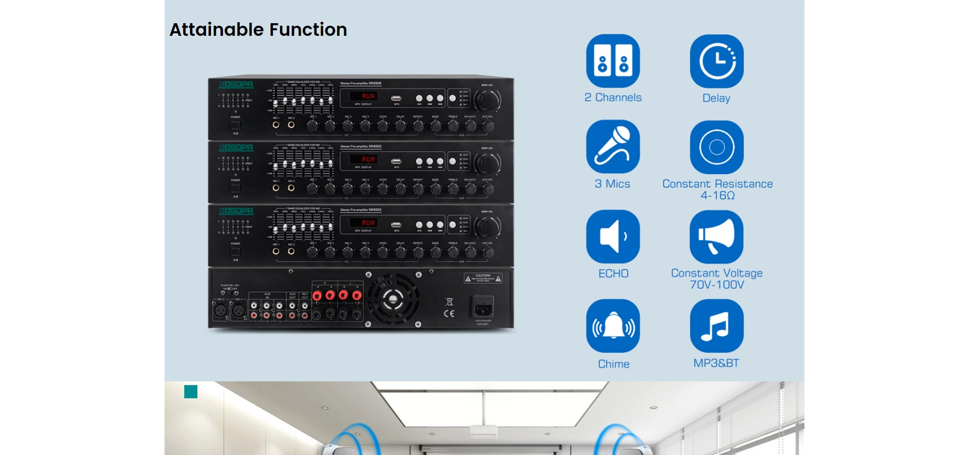 2x250W Integrated Conference Mixer Amplifier