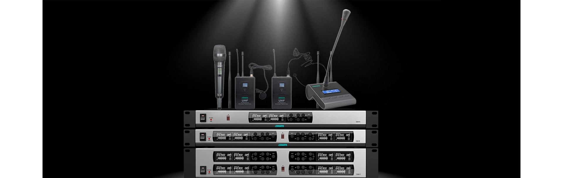 4 Channels True Diversity Microphone Receiver (4 Desktop Mic)