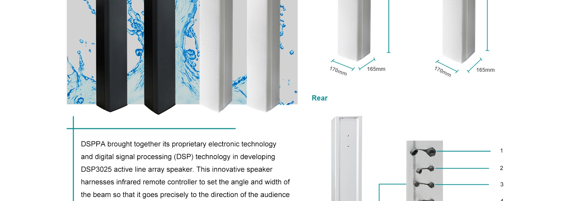 250W Waterproof Array Digitally Steerable Speaker