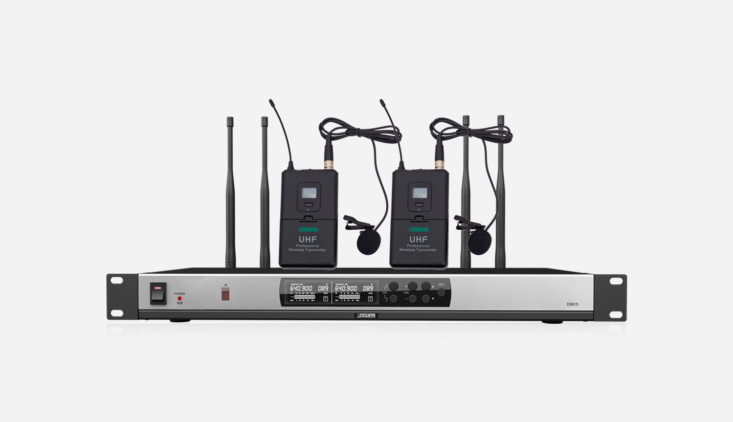 2 channels true diversity microphone receiver 2 collar mic 1