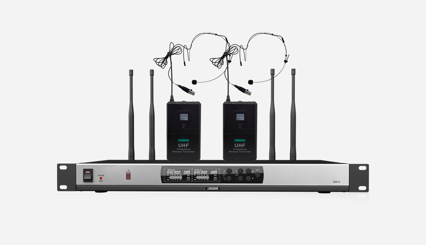 2 channels true diversity microphone receiver 2 headset mic 1