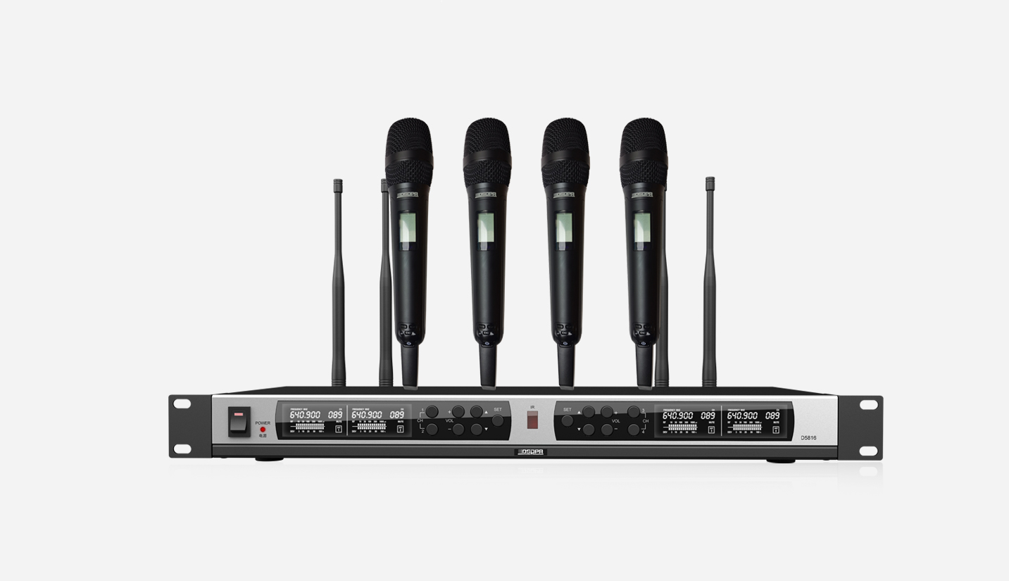 4 Channels True Diversity Microphone Receiver (4 Handhold Mic)