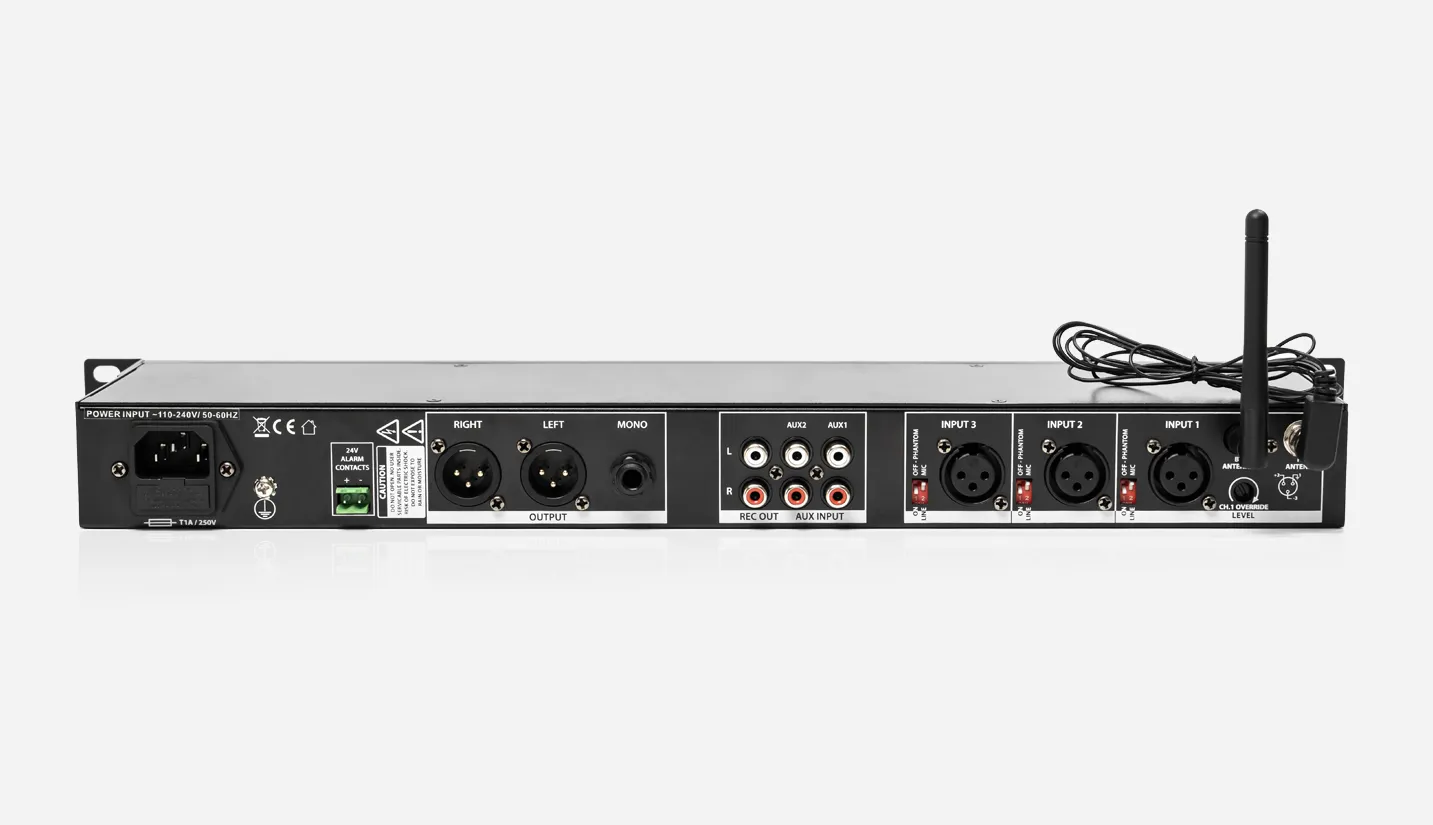 1U Audio Mixer with Bluetooth, USB, FM