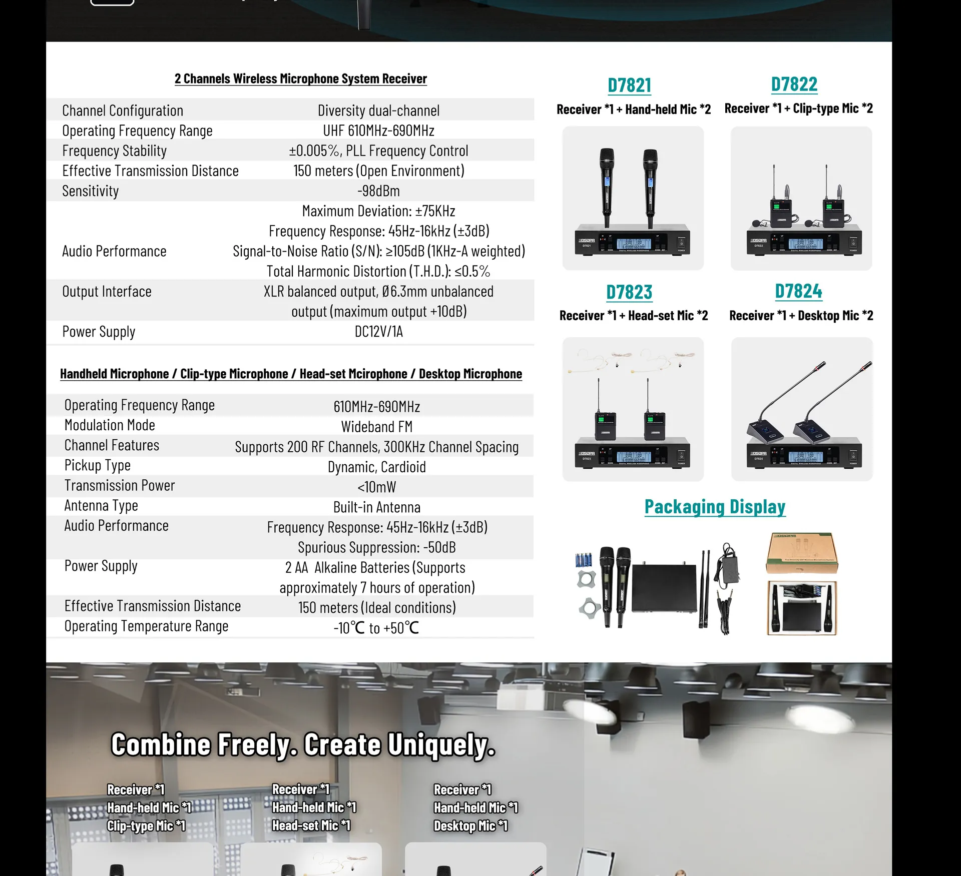 True Diversity UHF Wireless Microphone System