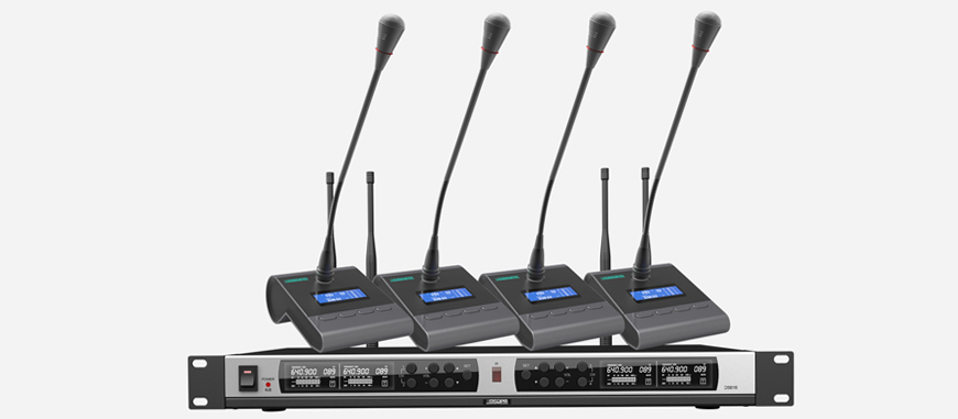 True Diversity UHF Wireless Microphone System (4 rechargable desktop mic)