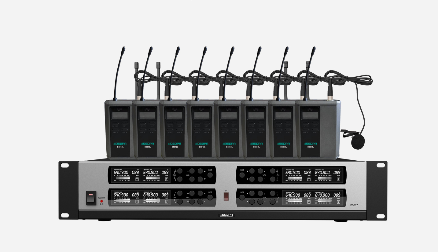 True Diversity UHF Wireless Microphone System (8 rechargable clip-type mic)