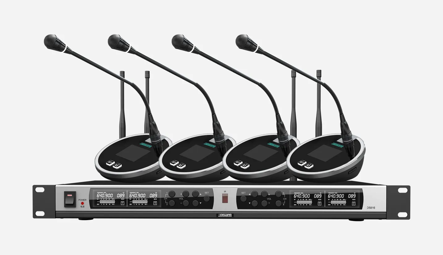 True Diversity UHF Wireless Microphone System (4 rechargable desktop mic)