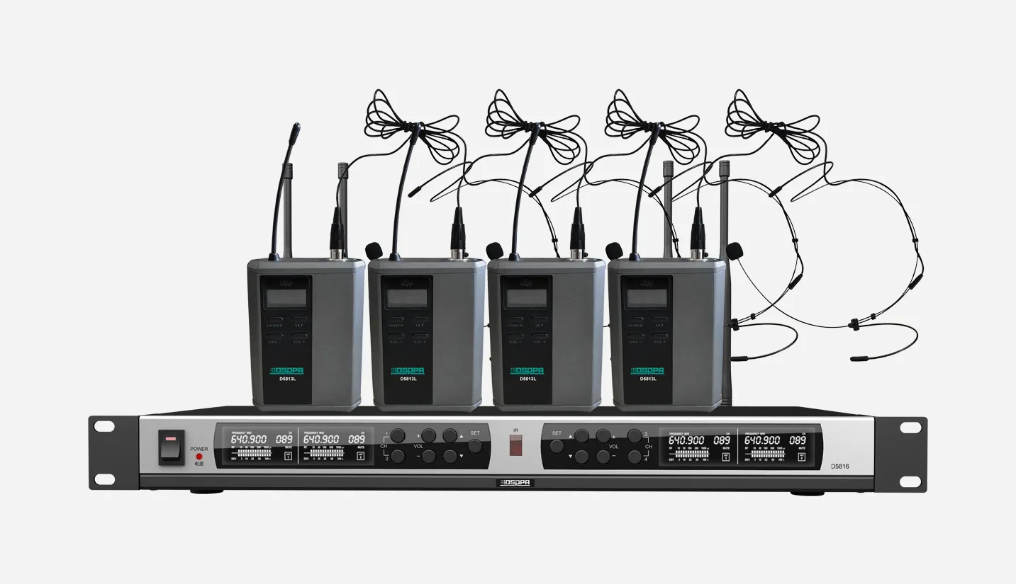 True Diversity UHF Wireless Microphone System (4 rechargable head-set mic)