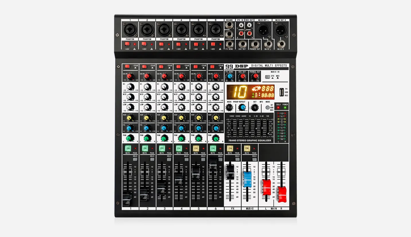 6-Channel Audio Mixer with Built-in Amplifier