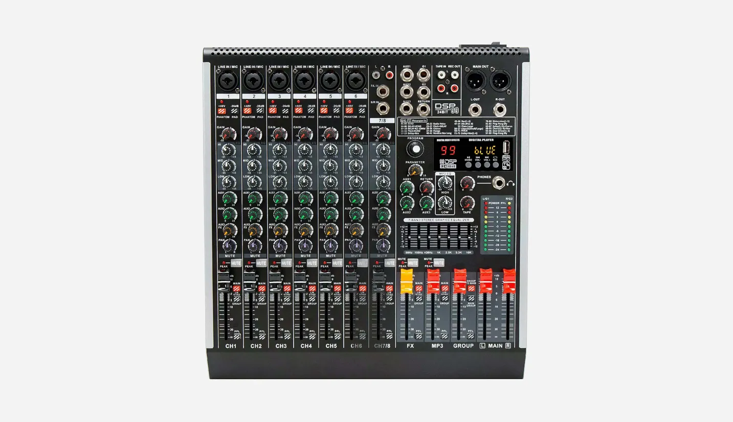 2 Group 8-Channel Professional Audio Mixer