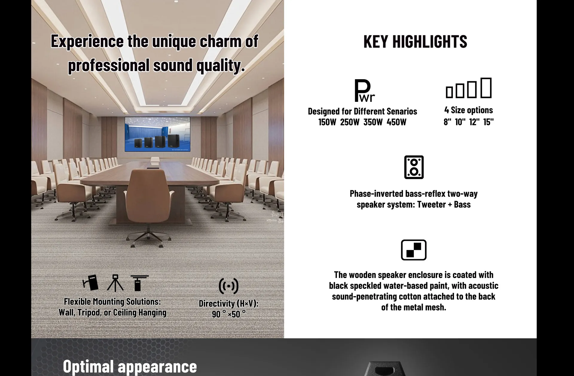 8Ω 150W Professional Conference Speaker