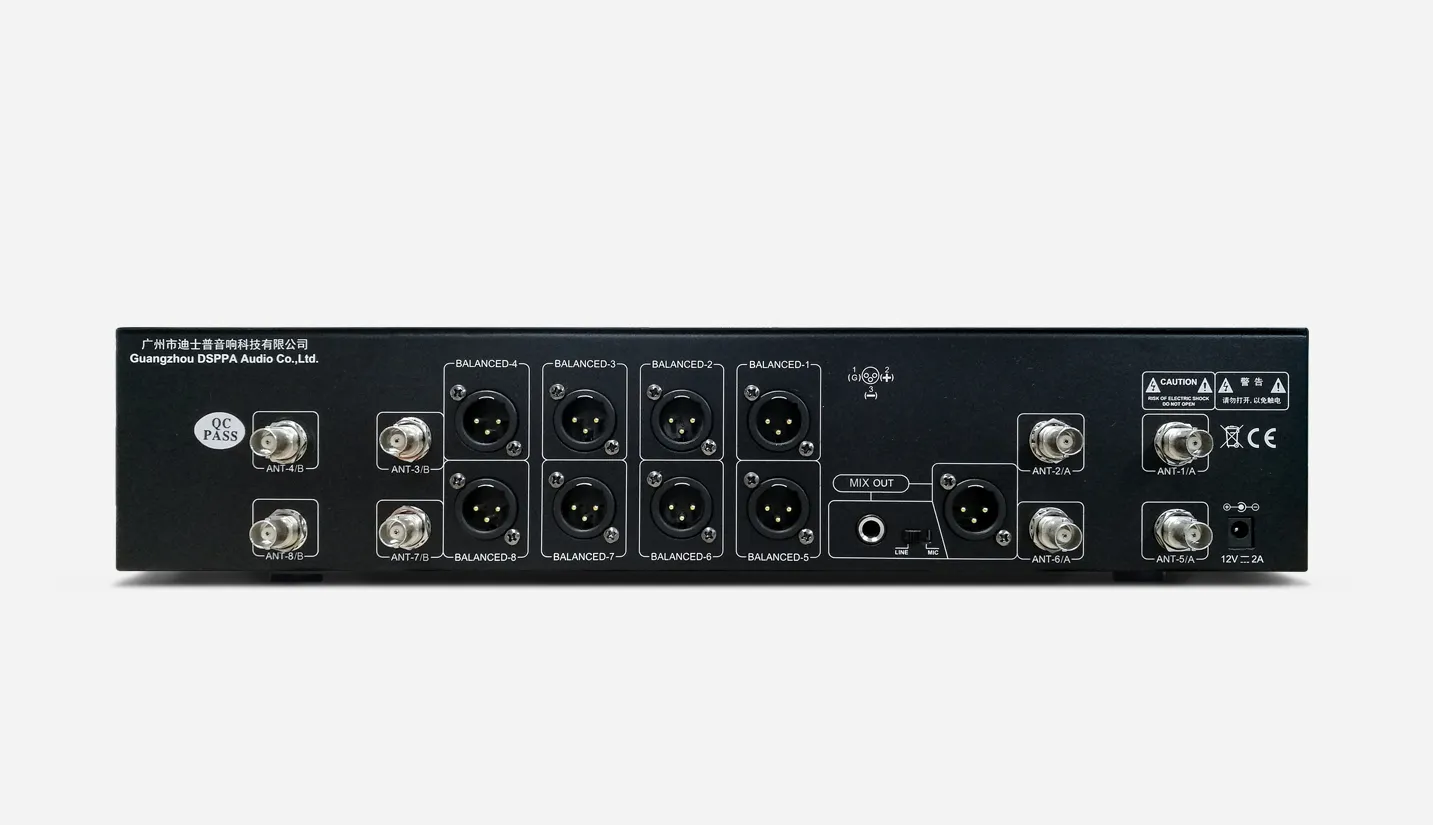 8 Channels Wireless Microphone System Receiver