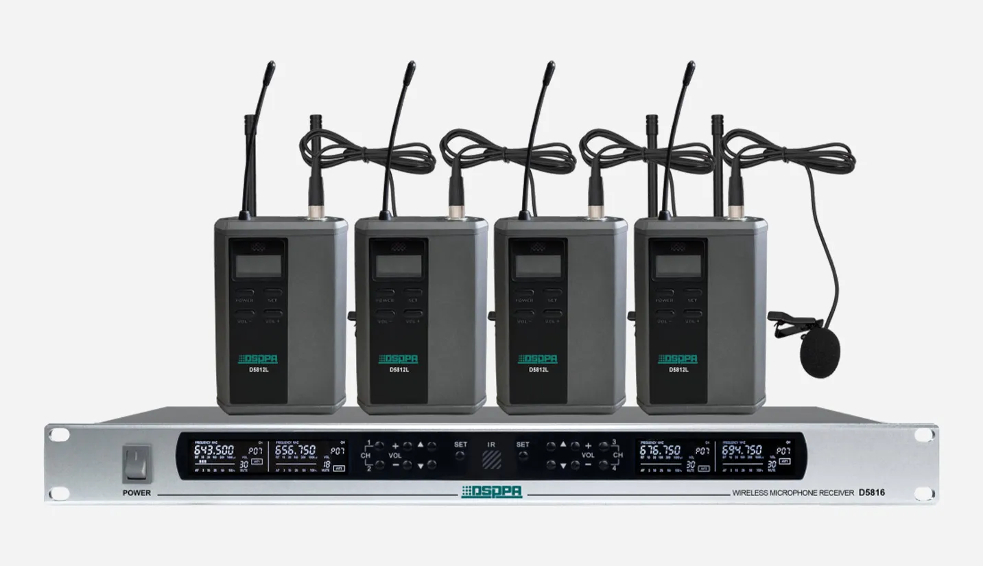 True Diversity UHF Wireless Microphone System (4 rechargable clip-type mic)