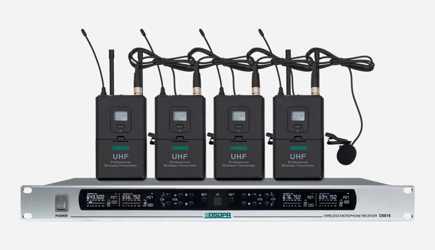 4 Channels True Diversity Microphone Receiver (4 Collar Mic)