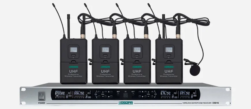 4 Channels True Diversity Microphone Receiver (4 Collar Mic)