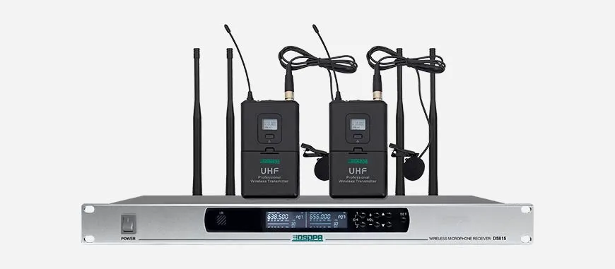 2 Channels True Diversity Microphone Receiver 2 Collar Mic